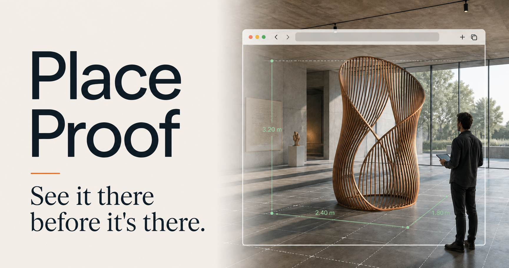 Spacial Proof preview showing a browser-based spatial experience for an installation.
